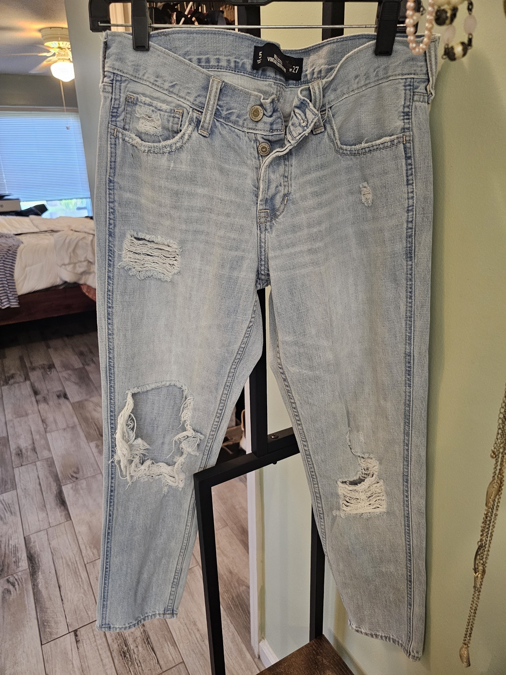 Hollister Light Blue Distressed Cropped Jeans